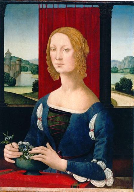 Caterina Sforza. Opera d’arte creata da Lorenzo di Credi  (Firenze, 1459 – 1537).